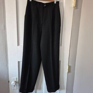 Lauren Ralph Lauren Pleated High Rise Worsted Wool Trouser Pants Black Sz 6